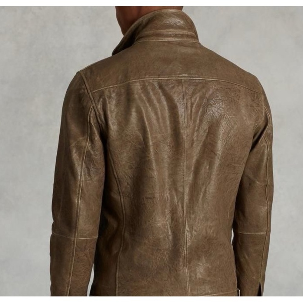 John Varvatos Collection Snap Front Leather Trucker Jacket Size EU 50 USA 40 - Picture 2 of 10